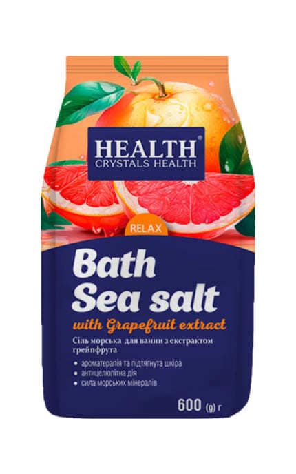CRYSTALS HEALTH-Сіль морська натуральна Crystals Health з екстрактом Грейпфрута 600 г-4820106490446