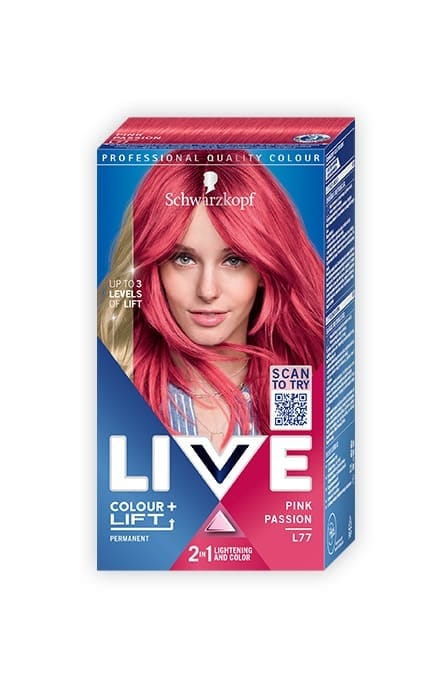 --Стойкая крем-фаба для волос Schwarzkopf LIVE Colour+Lift, Deep Coral L77 Розовая Фуксия-9000101657357