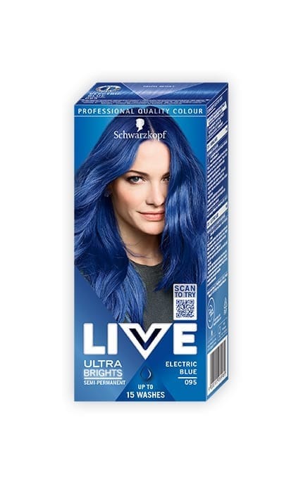--Полу-стойкая крем-краска для волос Schwarzkopf LIVE Ultra Brights Electric Blue 095 Яркий Ультрамарин-9000101069969