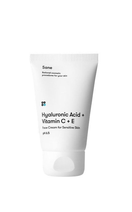 SANE-Крем для чувствительной кожи лица Sane с гиалуроновой кислотой + витамин С+Е 40 мл-4820266830137