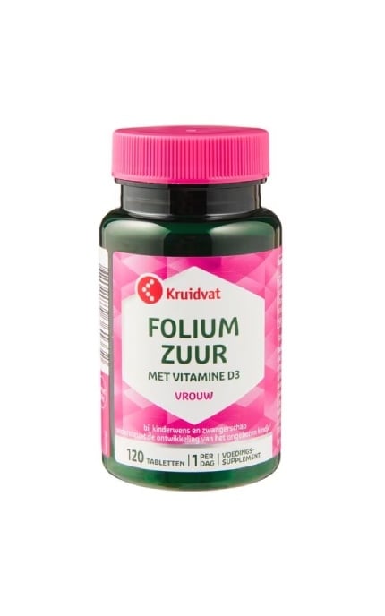 KRUIDVAT-Диетическая добавка Kruidvat Фолиевая кислота с витамином D3 120 шт-8719179361332