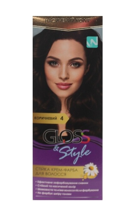 GLOSS and STYLE-Крем-фарба для волосся Gloss&Style 4 Коричневий 130 мл-4823001607643