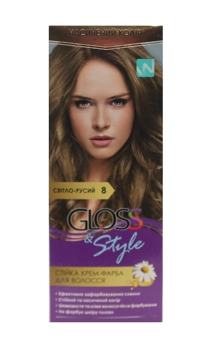 GLOSS and STYLE-Крем-краска для волос Gloss&Style 8 Светло-русый 130 мл-4823001607711