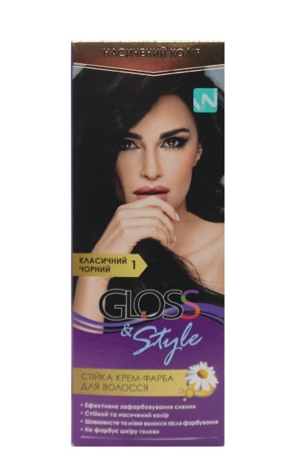 GLOSS and STYLE-Крем-фарба для волосся Gloss&Style 1 Класичний чорний 130 мл-4823001607629