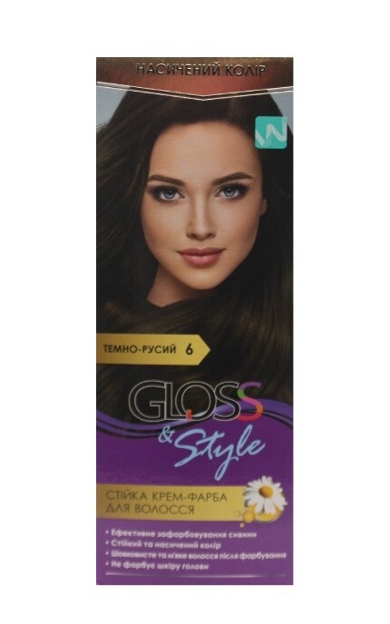 GLOSS and STYLE-Крем-краска для волос Gloss&Style 6 Темно-русый 130 мл-4823001607698