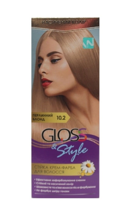 GLOSS and STYLE-Крем-краска для волос Gloss&Style 10.2 Жемчужный блонд 130 мл-4823001607742