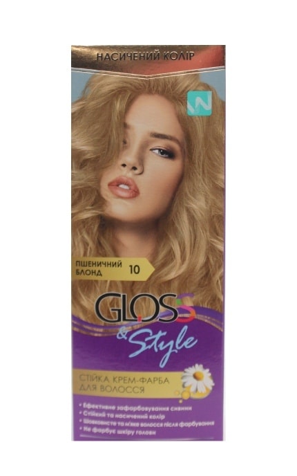 GLOSS and STYLE-Крем-фарба для волосся Gloss&Style 10 Пшеничний блонд 130 мл-4823001607728