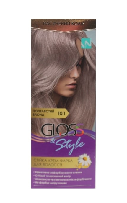 GLOSS and STYLE-Крем-фарба для волосся Gloss&Style 10.1 Попелястий блонд 130 мл-4823001607735