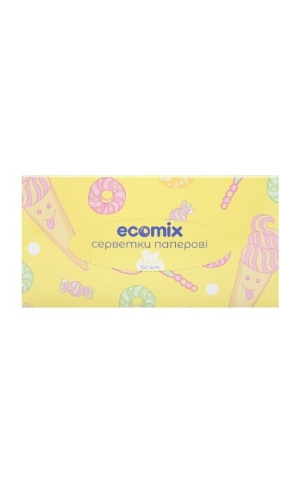 ECOMIX-Серветки косметичні Ecomix паперові 150 шт-9210000074692