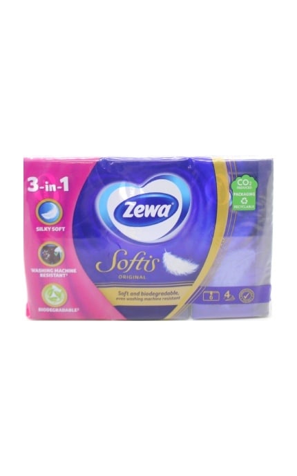 ZEWA-Паперові хустинки Zewa Softis, 4 шари, 6 рулонів-7322541112275