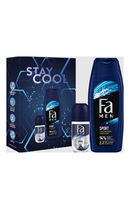 FA-Набор для мужчин Fa Men Sport Stay Cool Шариковый дезодорант 50 мл + Гель для душа 400 мл -4015100863345