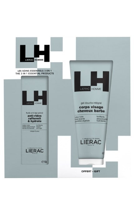 LIERAC-Набор для мужчин Lierac Homme Глобальный антивозрастной флюид 50 мл + Гель для душа интегральный 200 мл-3701436924416