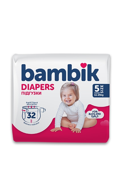 BAMBIK-Подгузники детские Bambik одноразовые Medium размер 5 JUNIOR 11-25 кг 32шт-4823071652260