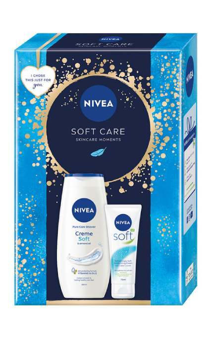 NIVEA-Набір для жінок NIVEA Soft Care 2024 Гель-догляд для душу 250 мл + Зволожувальний крем 75 мл-4006000120041