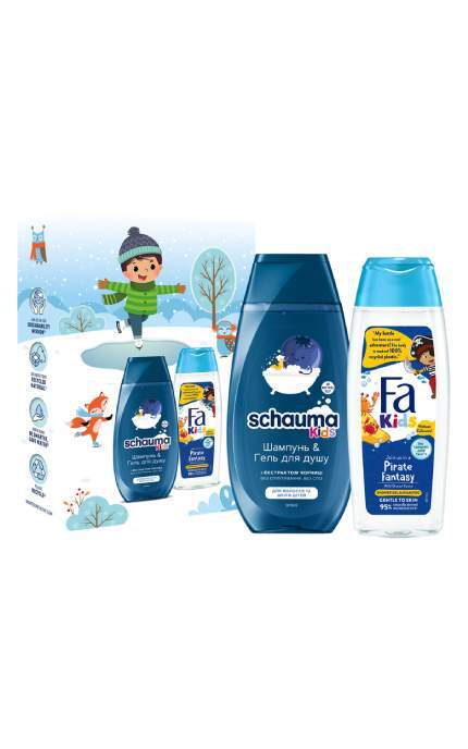 FA-Набір подарунковий для хлопчиків Kids boy for Children's Hair & Skin Шампунь-гель для душу Schauma 250 мл + Гель для душу Fa 250 мл-4015100863369