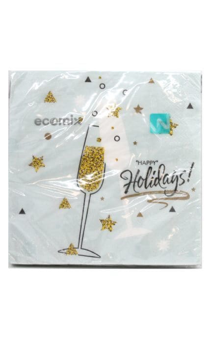 ECOMIX-Салфетки бумажные 3-х слойные Ecomix Шампанское 18 шт-4823077400032