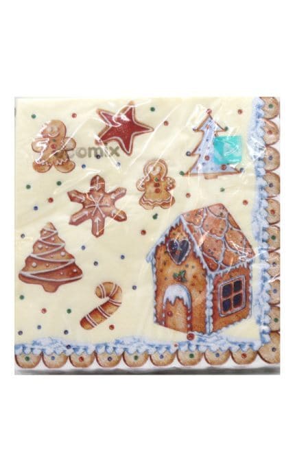 ECOMIX-Салфетки бумажные 3-х слойные Ecomix Новогодние вкусности 18 шт-4823077400681