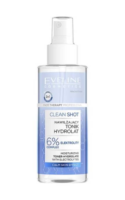 EVELINE-Тонік-спрей для обличчя Eveline Clean Shot 6 % electrolyte complex Зволожуючий 150 мл-5903416066897