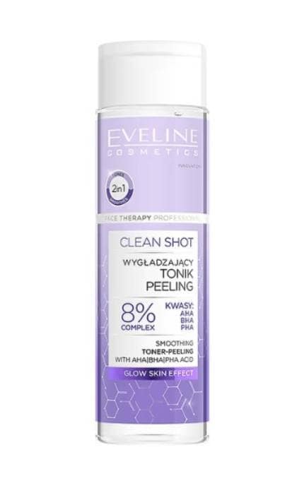 EVELINE-Тонік-пілінг для обличчя Eveline Clean 8% acid complex: AHA , BHA, PHA Розгладжуючий 200 мл-5903416066873