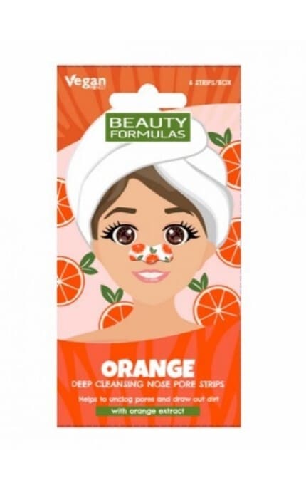 BEAUTY FORMULAS-Стрічки для носу Beauty Formulas Orange очищуючі 6 шт-5012251013840