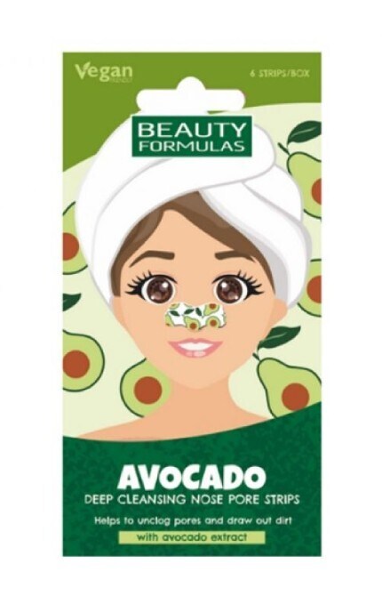 BEAUTY FORMULAS-Стрічки для носа Beauty Formulas Avocado 6 шт-5012251013857