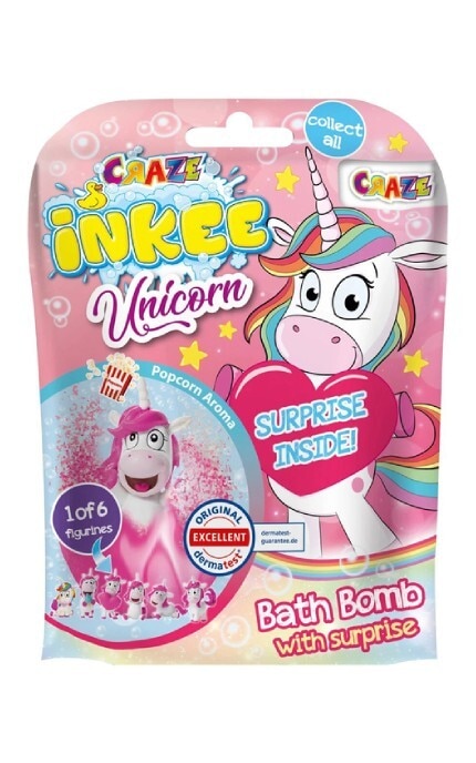 INKEE-Ароматная бомбочка для ванны с игрушкой Inkee Милые единорожки в ассортименте 1 шт-4059779018378