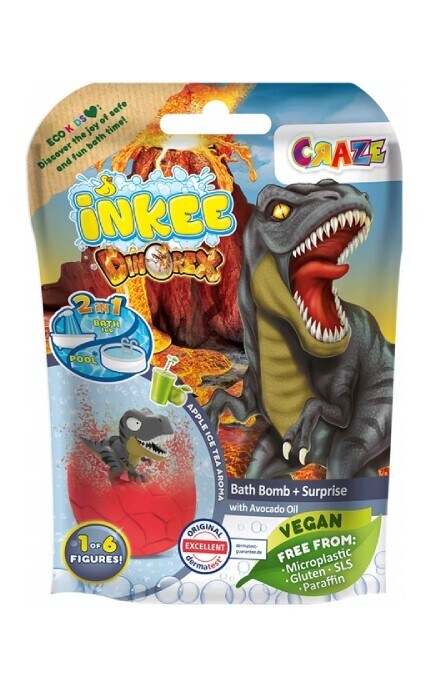 INKEE-Бомбочка для ванны Inkee с игрушкой сюрпризом Динозавры 1 шт-4059779035597