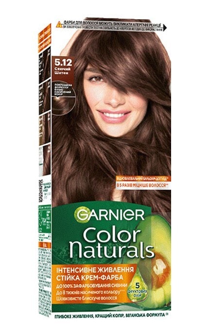 COLOR NATURALS-Стійка крем-фарба для волосся Garnier Color Naturals Інтенсивне живлення Сяючий Шатен 5.12-3600542335775