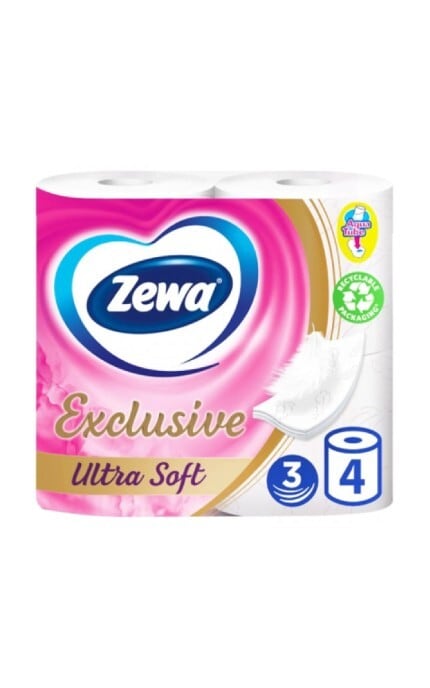 ZEWA-Туалетная бумага Zewa Exclusive Ultra Soft 4 слоя 4 рулона-7322541188546