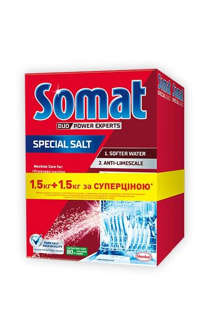 SOMAT-Соль для мытья посуды в посудомоечной машине Somat 3-го действия 1.5 кг *2 -9000101347418