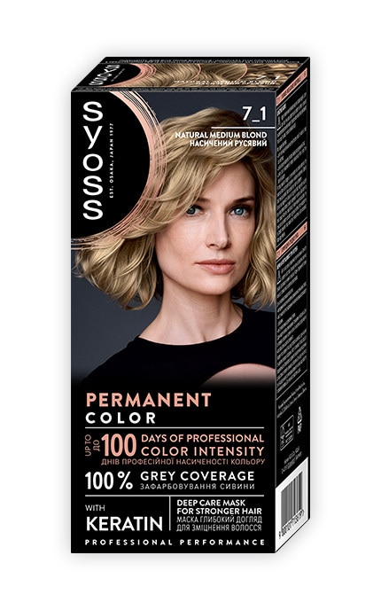 SYOSS SALONPLEX-Крем-краска для волос Syoss Стойкая 7-1 Насыщенный Русый 115 мл -9000101713619