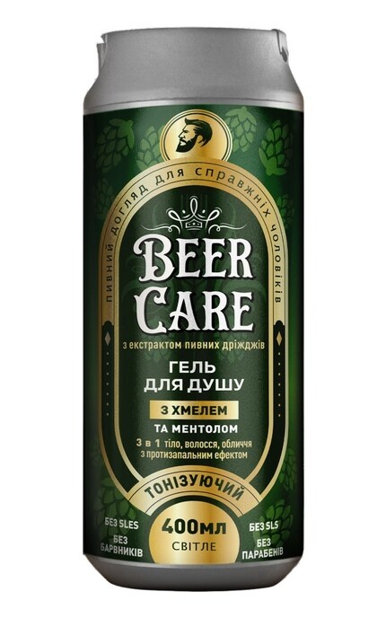 BEER CARE-Гель для душу Beer Care 3 в 1 Тонізуючий з хмелем 400 мл-4820164641996