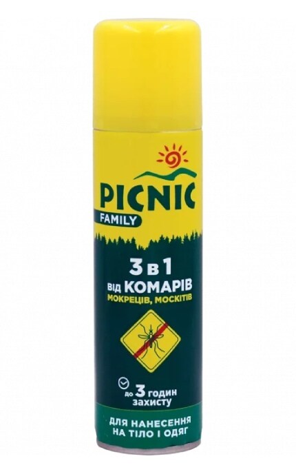 PICNIC-Аэрозоль Picnic Family 3в1 от комаров, мокрецов и москитов 125 мл-4820185021753