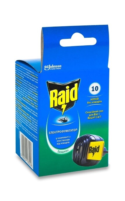 RAID-Электрофумигатор от комаров Raid в комплекте с 10 пластинами-5000204183016