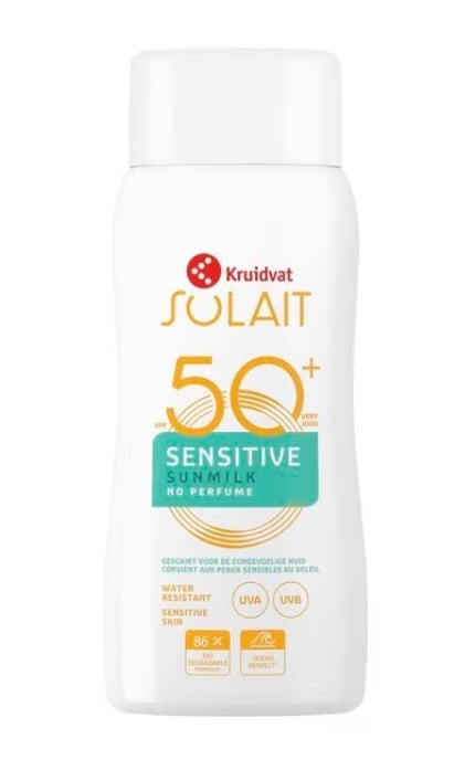 SOLAIT-Молочко для тіла Kruidvat Solait Sensitive SPF50+ сонцезахисне 200 мл-8720674231723