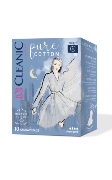 CLEANIC-Прокладки гигиенические Cleanic Pure Cotton ночные 8 шт-5900095036142