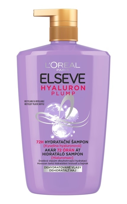 ELSEVE-Шампунь-філер L`Oreal Paris Elseve Hyaluron Plump для волосся, яке потребує зволоження та об'єму 1 л -3600524105280