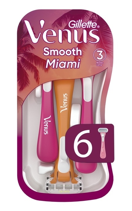 GILLETTE VENUS-Одноразові станки для гоління (бритви) жіночі Venus Smooth Miami 6 шт-8700216756907