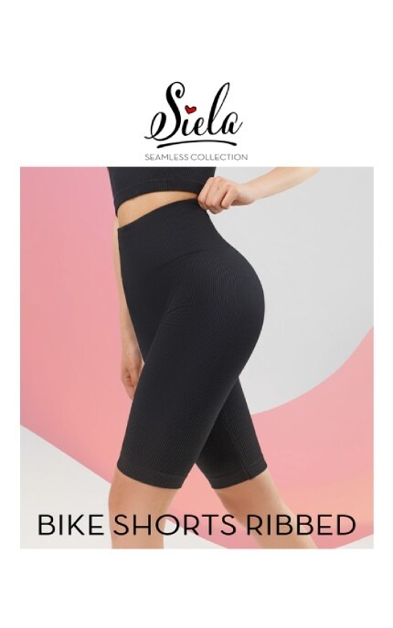 SIELA-Велосипедки жіночі Siela Bike Shorts Ribbed One Size Чорні-4823116924420