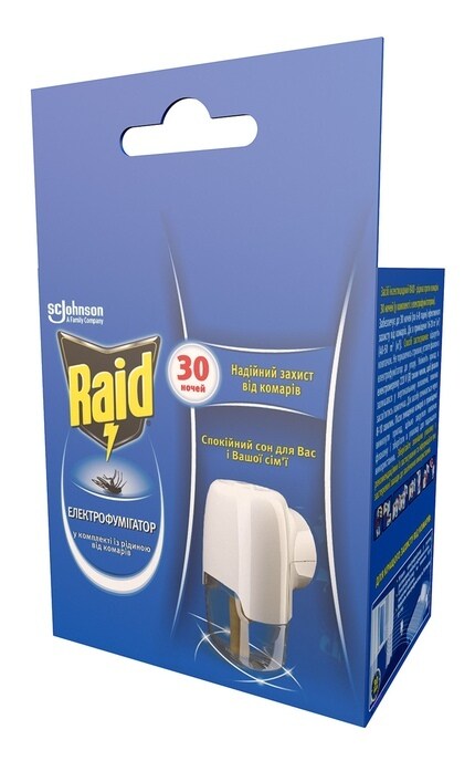 RAID-Фумигатор от комаров Raid 30 ночей в комплекте с жидкостью -5000204327236