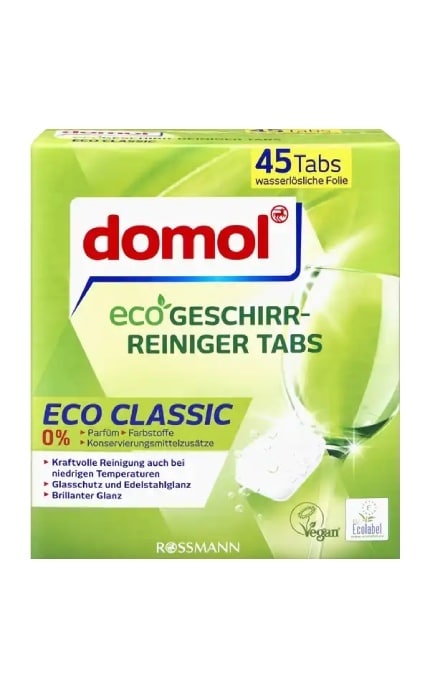 DOMOL-Еко-таблетки Domol Eco Classic для миття посуду в посудомийній машині 45 шт-4068134054708