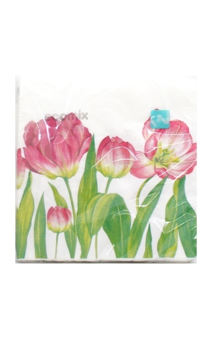 ECOMIX-Салфетки бумажные Ecomix Тюльпаны 18 шт-9210000074678