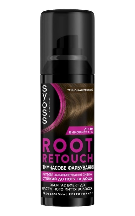 SYOSS-Тонировочный спрей Syoss Root Retoucher для маскировки отросших корней волос и седины Темно-каштановый 120 мл-4015100453669