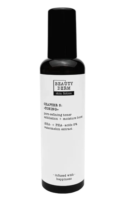 BEAUTYDERM-Тонер для лица с BHA- PHA-кислотами и арбузом Beauty Derm Skin Fictionдля очищения пор 200 мл-4820185228275
