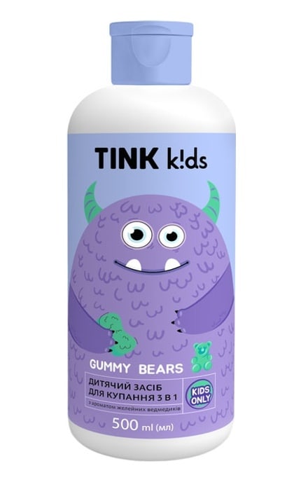 TINK KIDS-Засіб дитячий для купання 3 в 1 Tink kids Gummy Bears 500 мл-4823109410893