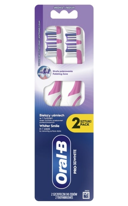 ORAL B-Зубна щітка Oral-B Pro 3D White Відбілювання Середньої жорсткості 2 шт -8700216459761