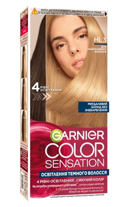 COLOR SENSATION-Освітлювальна фарба для темного волосся Garnier Color Sensation HL3 Мигдальний блонд 112 мл-3600542629799