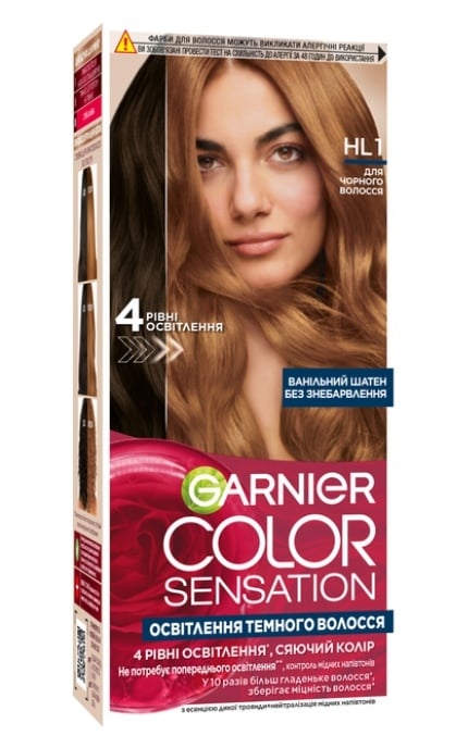 COLOR SENSATION-Освітлювальна фарба для темного волосся Garnier Color Sensation HL1 Ванільний шатен 112 мл-3600542629775