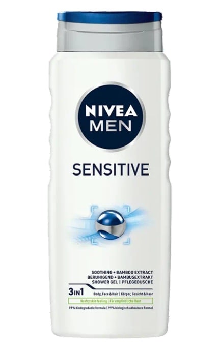 NIVEA-Гель для душу Nivea Men Sensitive 3 в 1 для чоловіків 500 мл-9005800286570