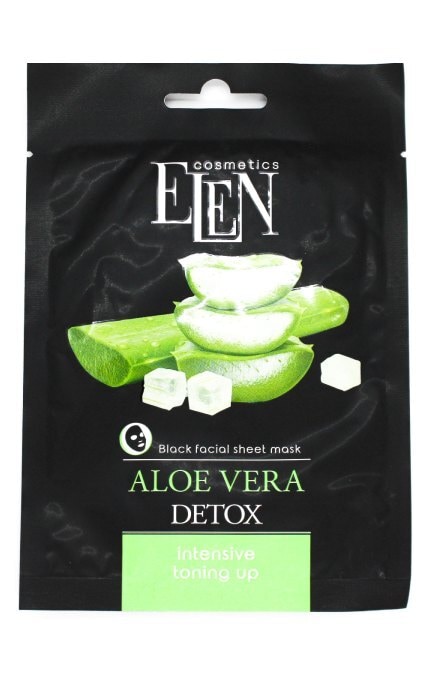 ELEN COSMETICS-Тканинна маска для обличчя Elen Cosmetics Aloe Vera Інтенсивне зволоження 25 мл -4820185223959